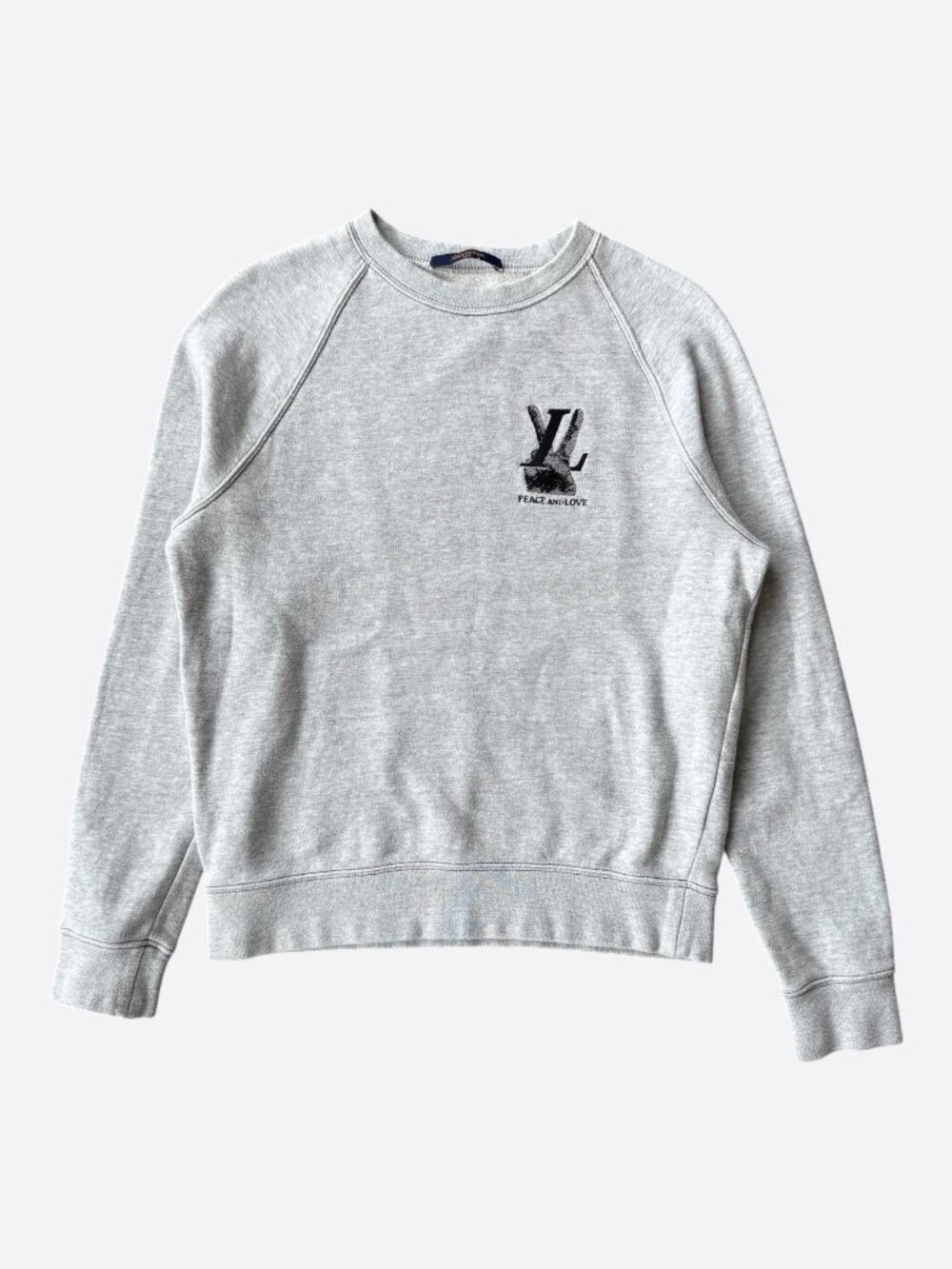 Louis Vuitton Grey Peace & Love Logo Embroidered Sweater
